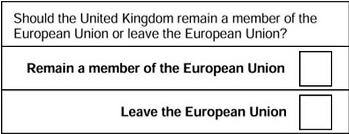 United Kingdom Ballot: Remain or Leave